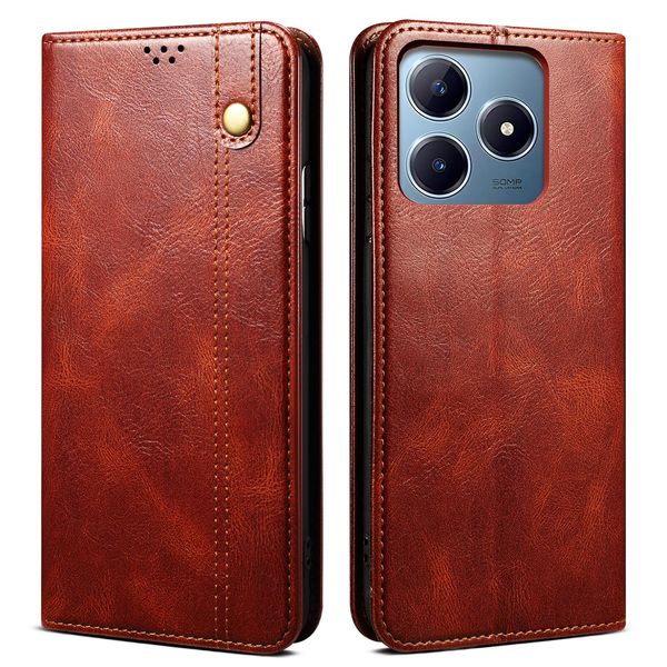 Custodia Per Realme C63/Realme C61 In Pelle Flip Case Portafoglio Con Funzione Stand Rosso-image