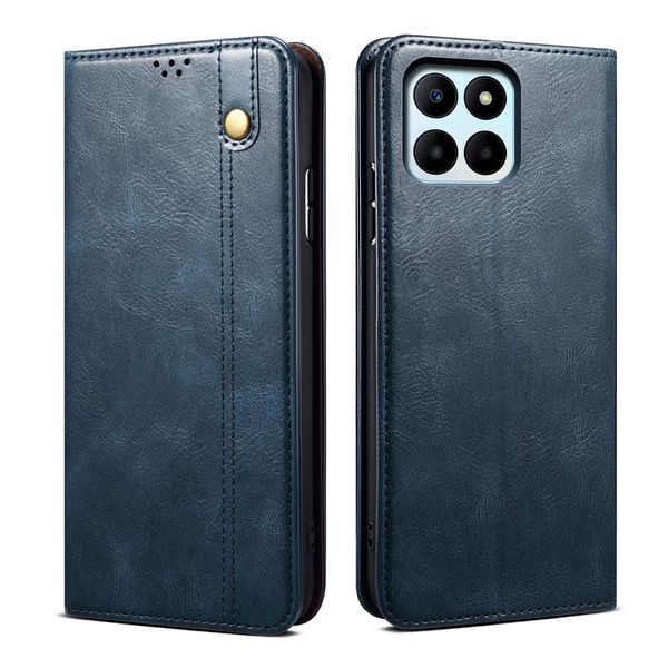 Custodia Per Honor X6B In Pelle Flip Case Portafoglio Con Funzione Stand Blu-image