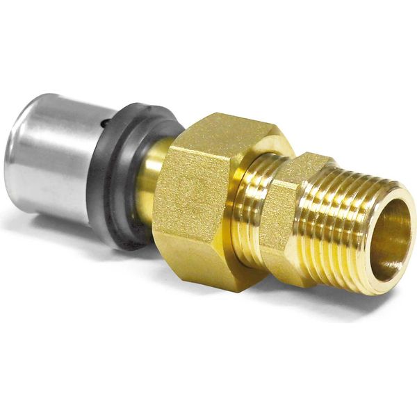 Raccordo Di Transizione A Pressare Pipetec In 2 Parti Da Tubo Composito In Alluminio Da 16 X 2 Mm A 1/2" Filettatura Esterna: 16 X 2 Mm - 1/2 Pollice Dimensione: 16 X 2 Mm - 1/2 Pollice"-image