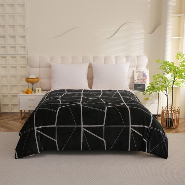 Accogliente Coperta Nera In Pietra 160X200 Cm Coperta Invernale Soffice E Calda Copriletto Soggiorno Coperta Decorativa Divano Copriletto-image