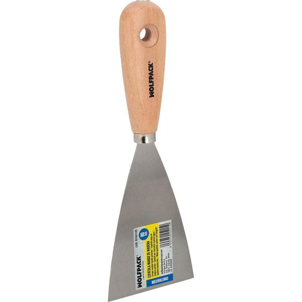 Coltello Da Stucco Wolfpack Linea Profesional Con Manico In Legno E Lama In Acciaio Da 80 Mm. Spatola Per Gesso, Spatola Per Pittori, Coltello Per Stucco, Spatola Per Cartongesso, Ecc.-image