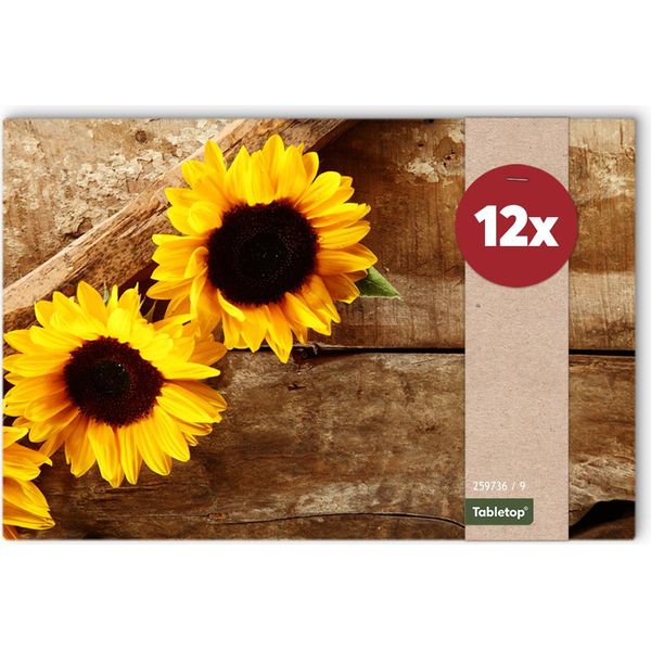 Set Di 12 Tovagliette Lavabili Con Girasoli Estivi-image
