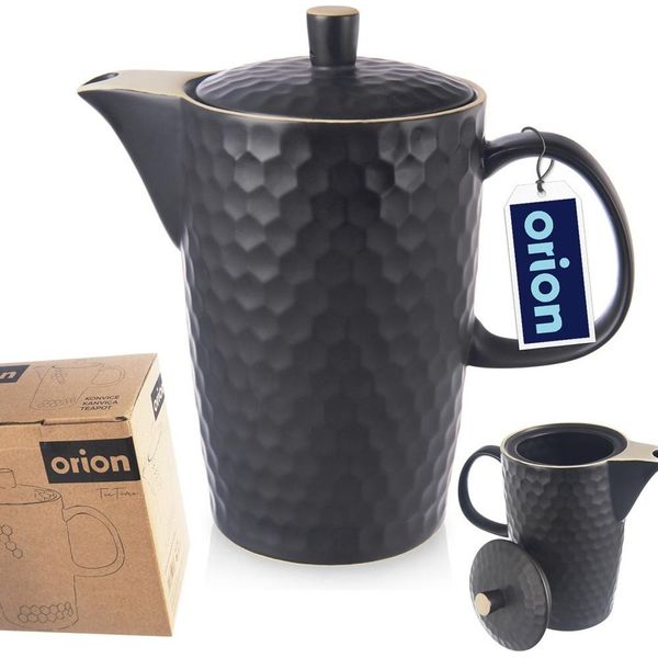 Orion Caffettiera E Teiera In Ceramica Caffettiera Teiera In Ceramica Nera Tea Time 1,3 L-image