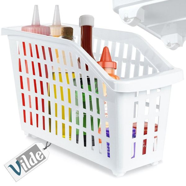 Contenitore Vilde Cesto Di Stoccaggio Contenitore In Plastica Con Rotelle Bianco Stretto 13 L-image