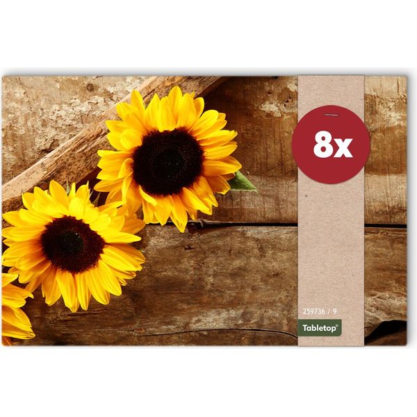Set Di 8 Tovagliette Lavabili Con Girasoli Estivi-image