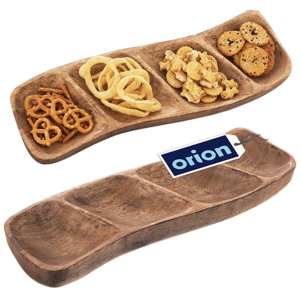 Orion Piatto In Legno Piatto Per Snack Piatto Da Portata Per Snack In Legno Suddiviso Mango 35X11 Cm-image