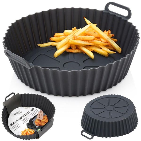 Inserto Per Friggitrice Ad Aria Stampo In Silicone Per Friggitrice Ad Aria Calda Stampo In Silicone Per Friggitrice Ad Aria Grigio 20 Cm-image