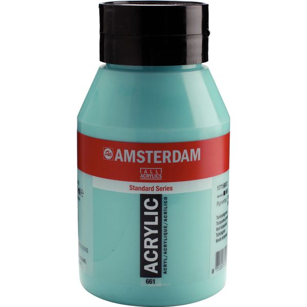 Bottiglia Di Vernice Acrilica Amsterdam Serie Standard 1000 Ml Verde Turchese 661-image
