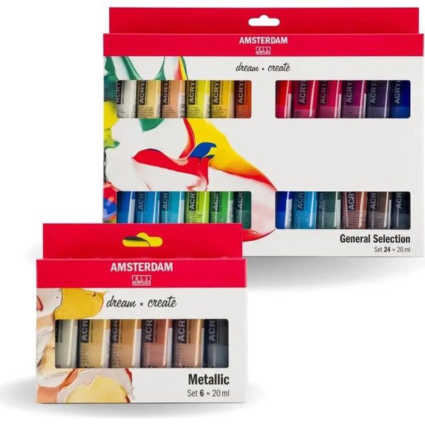 Amsterdam Serie Standard Set Di Colori Acrilici 24 X 20 Ml + Set Metallizzato 6 X 20 Ml-image