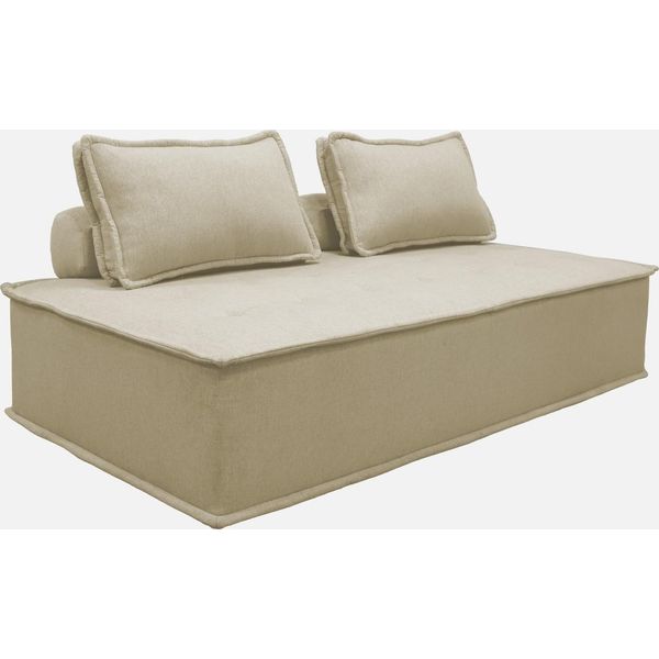 Sweeek - Poltrona A Due Posti Per Divano Componibile In Tessuto Imbottito - Beige-image