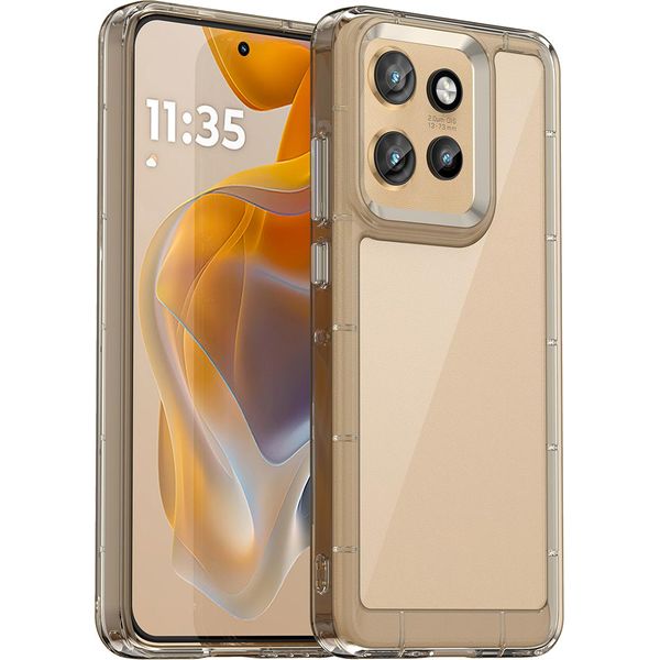 Custodia Per Motorola Edge 50 Neo Trasparente, Antiurto Tpu Silicone Custodia Protettiva Grigio Titanio-image