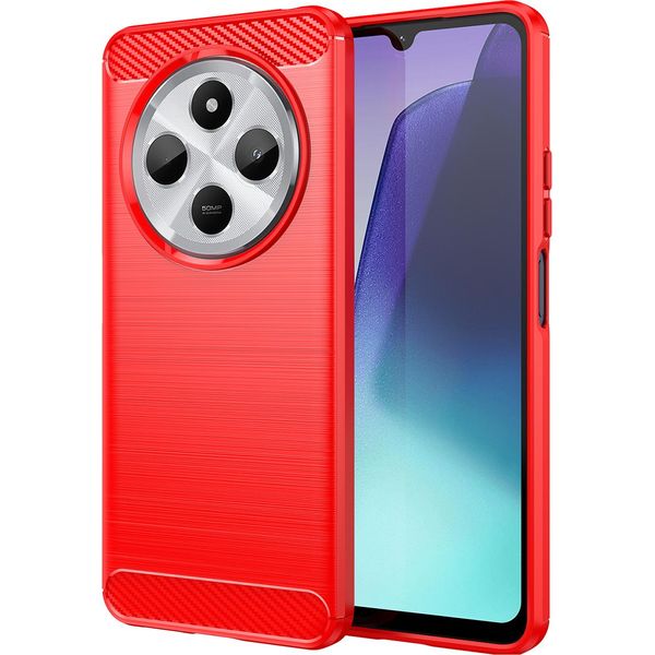 Custodia Per Xiaomi Redmi 14C In Silicone Tpu Morbido, Fibra Di Carbonio, Custodia Protettiva Antiurto Rossa-image