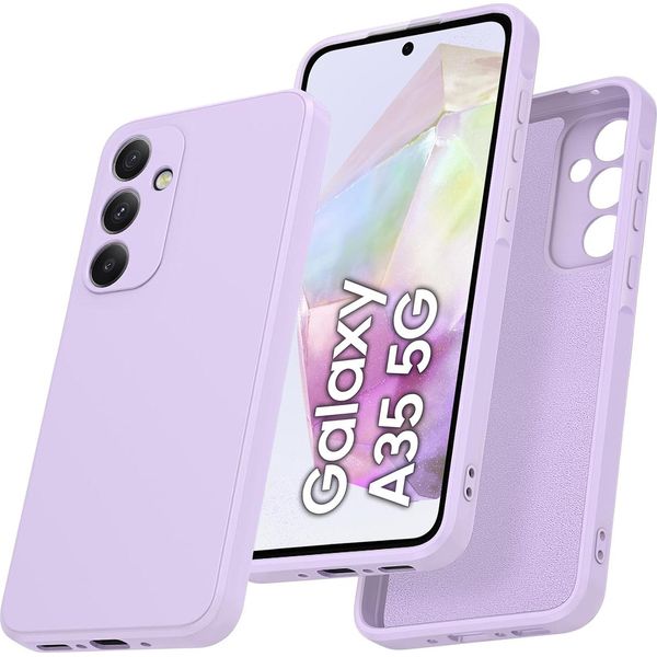 Custodia Per Samsung Galaxy A35 Morbido Silicone Liquido, Custodia In Gomma Antiurto Viola-image