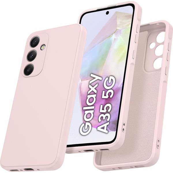 Custodia Per Samsung Galaxy A35 Morbido Silicone Liquido, Custodia In Gomma Antiurto Rosa-image