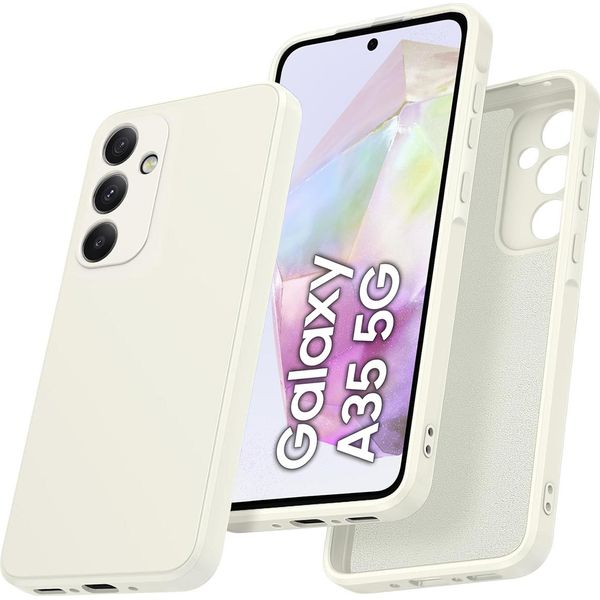 Custodia Per Samsung Galaxy A35 Morbido Silicone Liquido, Custodia In Gomma Antiurto Bianco Sporco-image