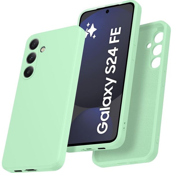 Custodia Per Samsung Galaxy S24 Fe Morbido Silicone Liquido, Custodia In Gomma Antiurto Verde-image