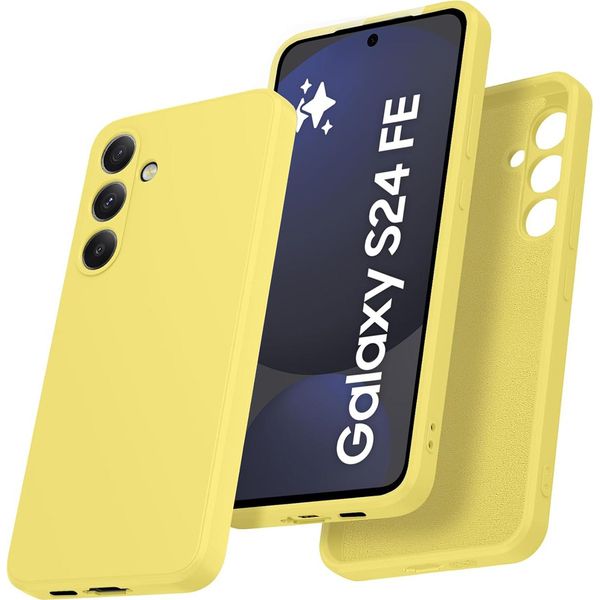 Custodia Per Samsung Galaxy S24 Fe Morbido Silicone Liquido, Custodia In Gomma Antiurto Giallo-image