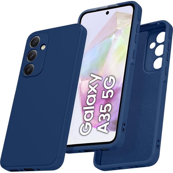 Custodia Per Samsung Galaxy A35 Morbido Silicone Liquido, Custodia In Gomma Antiurto Blu-image