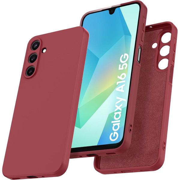 Custodia Per Samsung Galaxy A16 Morbido Silicone Liquido, Custodia In Gomma Antiurto Bordeaux-image