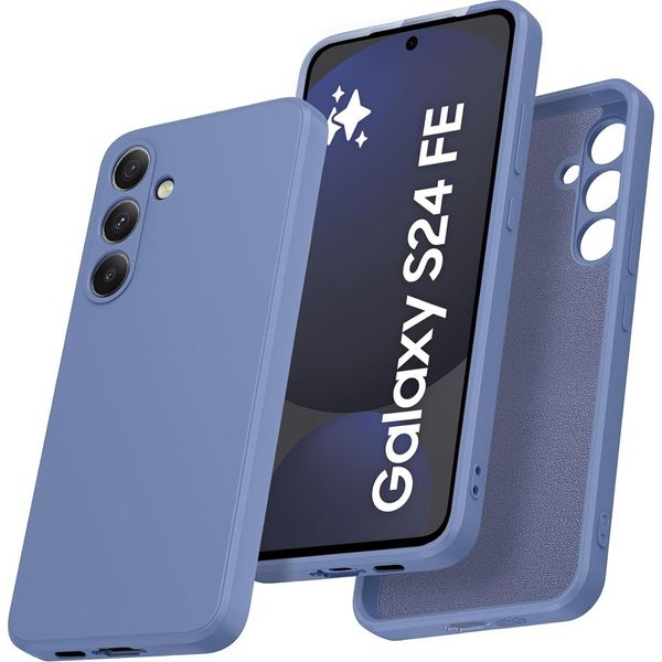 Custodia Per Samsung Galaxy S24 Fe Morbido Silicone Liquido, Custodia In Gomma Antiurto Grigio-image