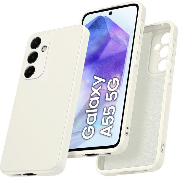 Custodia Per Samsung Galaxy A55 Morbido Silicone Liquido, Custodia In Gomma Antiurto Bianco Sporco-image