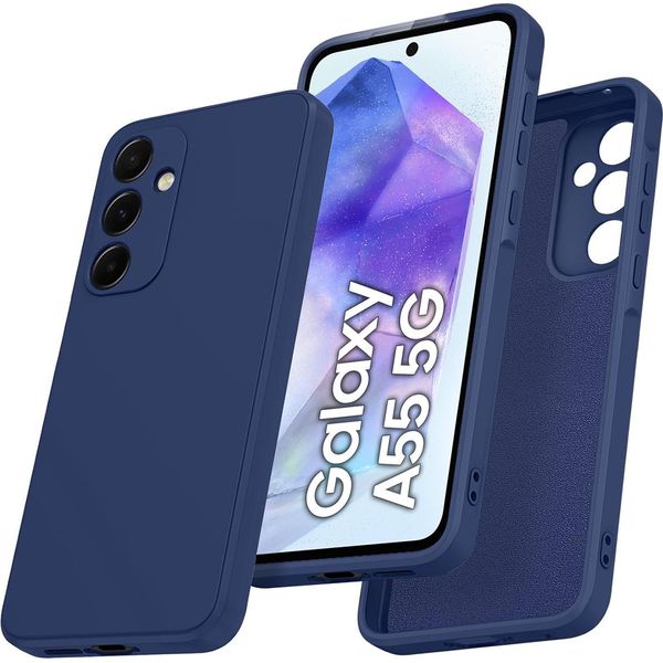 Custodia Per Samsung Galaxy A55 Morbido Silicone Liquido, Custodia In Gomma Antiurto Blu-image