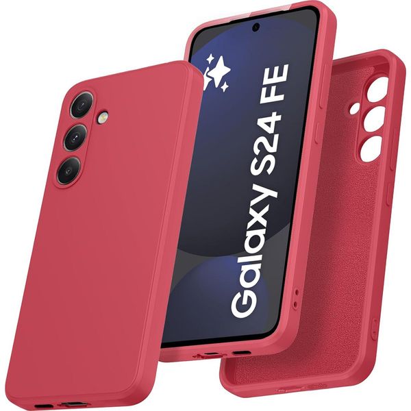 Custodia Per Samsung Galaxy S24 Fe Morbido Silicone Liquido, Custodia In Gomma Antiurto Bordeaux-image
