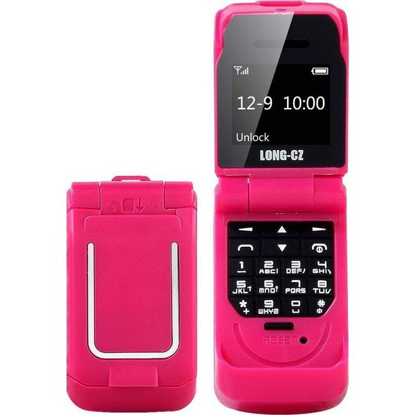 J9 0,66 Zoll Mini Filp Handy Fm Wireless Bluetooth 3.0 Dialer Hands Free Headset Handy Pink-image