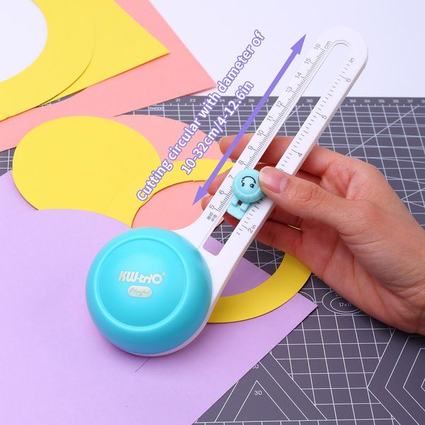 Kw-Trio Taglierina Circolare Per Carta Taglierina Circolare Rotativa Manuale Strumento Di Taglio Per Carta Taglierina Per Scrapbooking Con Testa Di Taglio Di Ricambio Per Il Fai-Da-Te Di Carte Di Artigianato Strumento Di Cucito-image