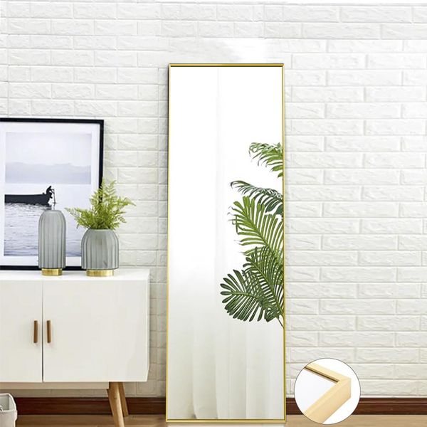 Unboxg 150 X 40 Cm Specchio A Figura Intera, Specchio 3 In 1 Da Appoggio E Da Parete, Specchio Per Vestirsi, Specchio Per Guardaroba Per Camera Da Letto, Soggiorno E Ingresso Gold-image