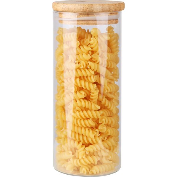 Barattolo Bestlivings 400Ml Con Coperchio In Bambù Ø 6,6 X 14,5 Cm, Contenitore Ermetico In Vetro Riutilizzabile, Barattolo Di Alta Qualità, Barattolo Per Spezie Da Cucina-image
