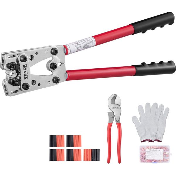 Pinze Per Crimpare Capicorda 6-50 Mm², Pinze Per Crimpare Cavi Di Batteria, Pinza Per Crimpare Terminali Di Batteria, Utensile Per Crimpare Con 6 Misure E 95 Connettori Ad Anello In Rame, Pinza Per Crimpare Terminali Ad Anello In Rame, Taglierina Per Cavi-image
