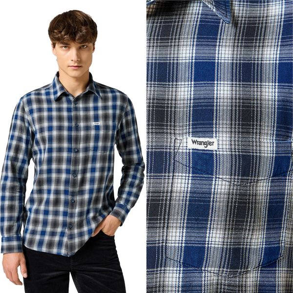Wrangler Herren, Camicia 1PKT Shirt, L, Blau, Camicie Herren, , Herren-image