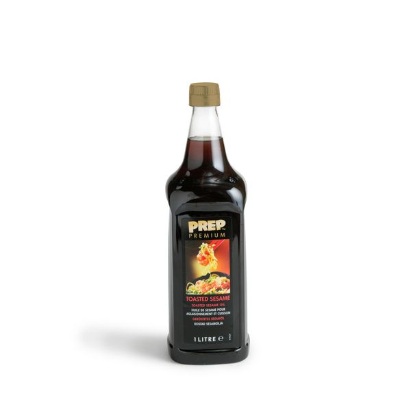 Prep Premium Olio Di Sesamo Tostato 1000 Ml - Gusto Intenso Per La Cucina Asiatica E Orientale - Alta Qualità In Bottiglia Pet - Ideale Per La Raffinazione-image