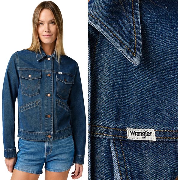Wrangler Donna, Giacca In Denim Heritage Jacket, Xs, Blu, Cappotto In Denim, , Giacche In Denim-image