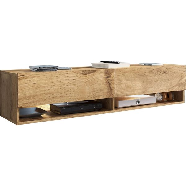 Minio Go For It, Mobile Tv, "Anne"", 140 Cm, Con Ante, Con Illuminazione Led, Rovere Wotan"-image