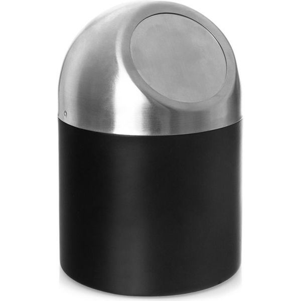 Orion | Cestino Per Bagno - 1,2 L - Nero - Acciaio Inox - Con Coperchio E Apertura A Cerniera-image