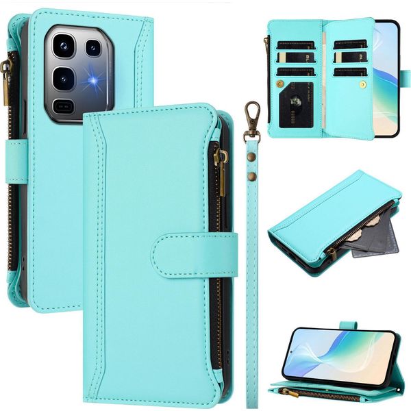 Custodia Per Infinix Note 50 Pro+, Con Cerniera, Custodia Flip Wallet In Finto Cuoio Con Tasche Per Carte, Supporto E Passante Verde Menta-image