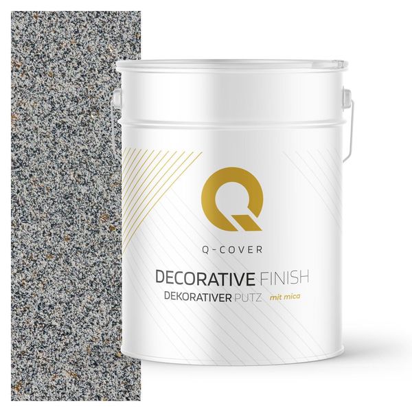 Intonaco Decorativo Con Mica 15 Kg - Grigio Con Mica Dorata D904 - Intonaco Strutturato Per Interni Ed Esterni, Resistente Alle Intemperie Q-COVER-image
