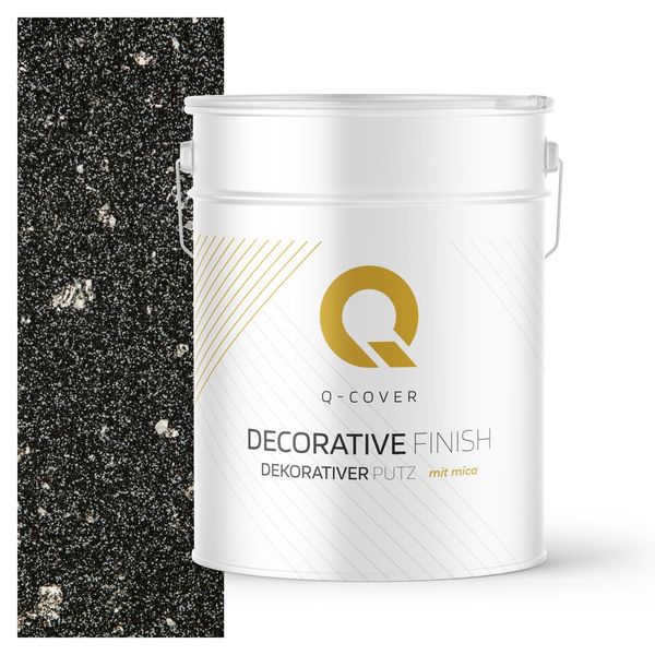 Intonaco Decorativo Con Mica 15 Kg - Grigio Scuro Con Mica Argentata D914 - Intonaco Strutturato Per Interni Ed Esterni, Resistente Alle Intemperie Q-COVER-image