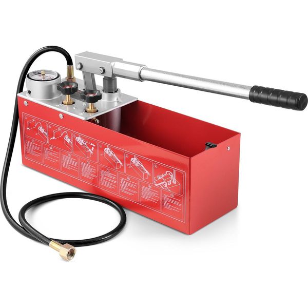 Pompa A Pressione, Max. 25 Bar, Set Di Tester Idraulici Manuali Per La Misurazione Della Pressione Dell'acqua Con Doppia Valvola E Manometro, Serbatoio Dell'acqua Da 10 Litri, Tubo Flessibile Da 1,4 M Con Attacco Filettato Esterno Da 1/2 Pollice Per Tubi-image