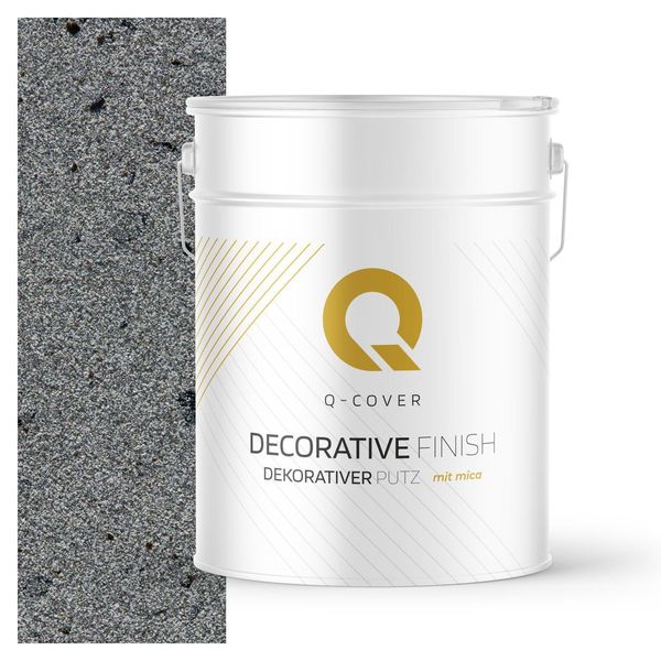 Intonaco Decorativo Con Mica 15 Kg - Grigio Con Mica Nera D905 - Intonaco Strutturato Per Interni Ed Esterni, Resistente Alle Intemperie Q-COVER-image