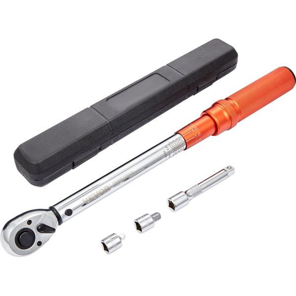 Chiave Dinamometrica 1/2", 14-204 Nm Set Di Chiavi Dinamometriche Per Bicicletta E Moto, Precisione Di Errore ± 3 % Con Asta Di Prolunga Da 127 Mm, Adattatore 1/2-3/8"" E 1/2-1/4"", Testa A Cricchetto A 72 Denti"-image