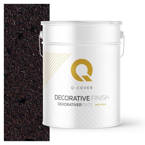 Intonaco Decorativo Con Mica 15 Kg - Marrone Scuro Con Mica Nera D825 - Intonaco Strutturato Per Interni Ed Esterni, Resistente Alle Intemperie Q-COVER-image