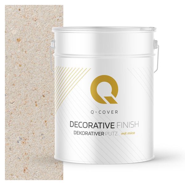 Intonaco Decorativo Con Mica 15 Kg - Beige Chiaro Con Mica Dorata E Argentata D805 - Intonaco Strutturato Per Interni Ed Esterni, Resistente Alle Intemperie Q-COVER-image