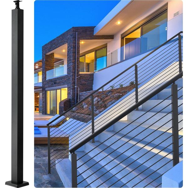 Palo Per Ringhiera 106,7X5X5Cm Ringhiera Per Scale Palo In Acciaio Inox Verniciato A Polvere Spessore 1,5 Mm Palo Per Corrimano 136 Kg Di Portata Ideale Per Scale Corridoi Tetti Balconi Terrazze-image