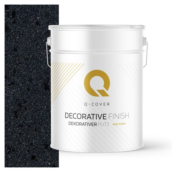 Intonaco Decorativo Con Mica 15 Kg - Grafite Con Mica Nera D925 - Intonaco Strutturato Per Interni Ed Esterni, Resistente Alle Intemperie Q-COVER-image