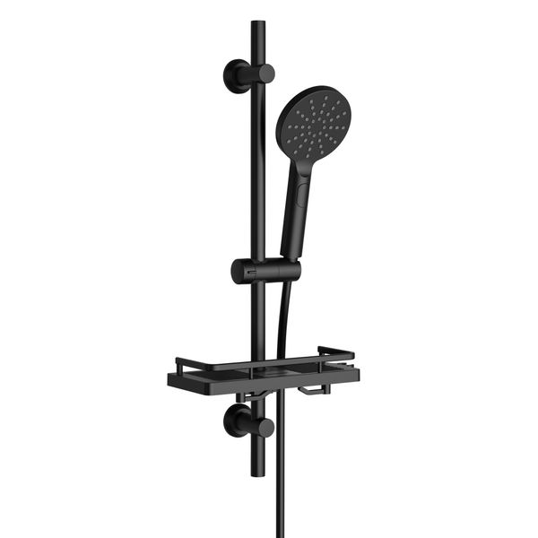 Joho Set Di Barre Doccia In Acciaio Inox 70 Cm Con Piatto Doccia, Barra Doccia Con Supporto Per Soffione, Soffione Doccia Con Tubo E Supporto Per Bagno Nero-image
