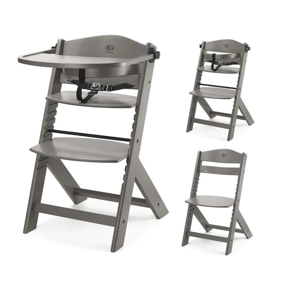 Seggiolone In Legno Kinderkraft Enock 2In1, Ergonomico, Regolabile, Da 6 Mesi A 35 Kg, Con Vassoio, Compatibile Con Calmee-image