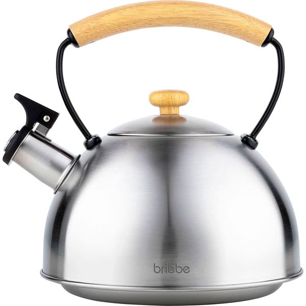 Briebe Bollitore In Legno Bollitore A Induzione Per Flute 2,3L In Acciaio Inox, Retrò, Manico In Legno Inox-image